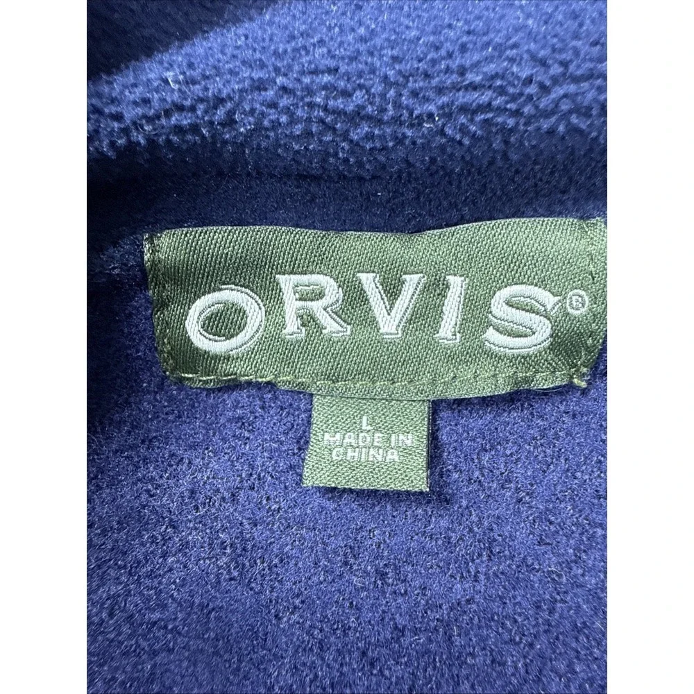 Orvis Vintage 100% Wool T Snap Sweater L‎ Leather Elbow Patch Pullover Blue